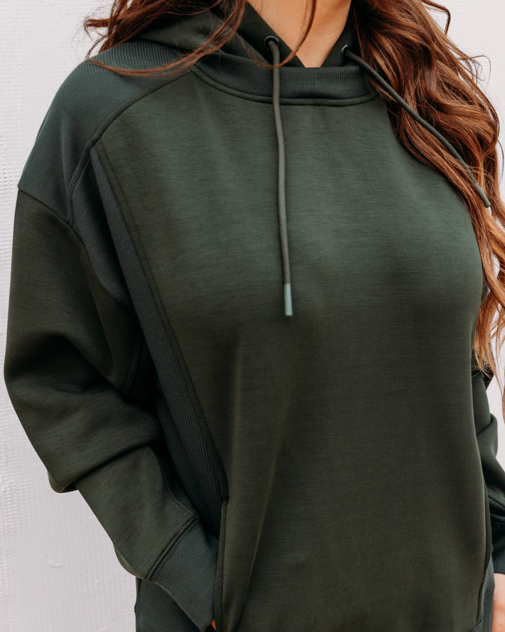Tribal: Combo Fabric Hoodie With Pockets in Cedargreen (6296O-5032-3376)