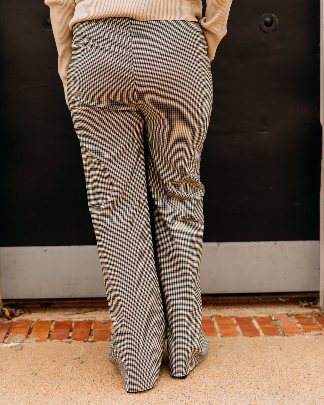 Karen Kane: (Rosy Rebel) Straight Leg Trousers In Check - The Vogue Boutique