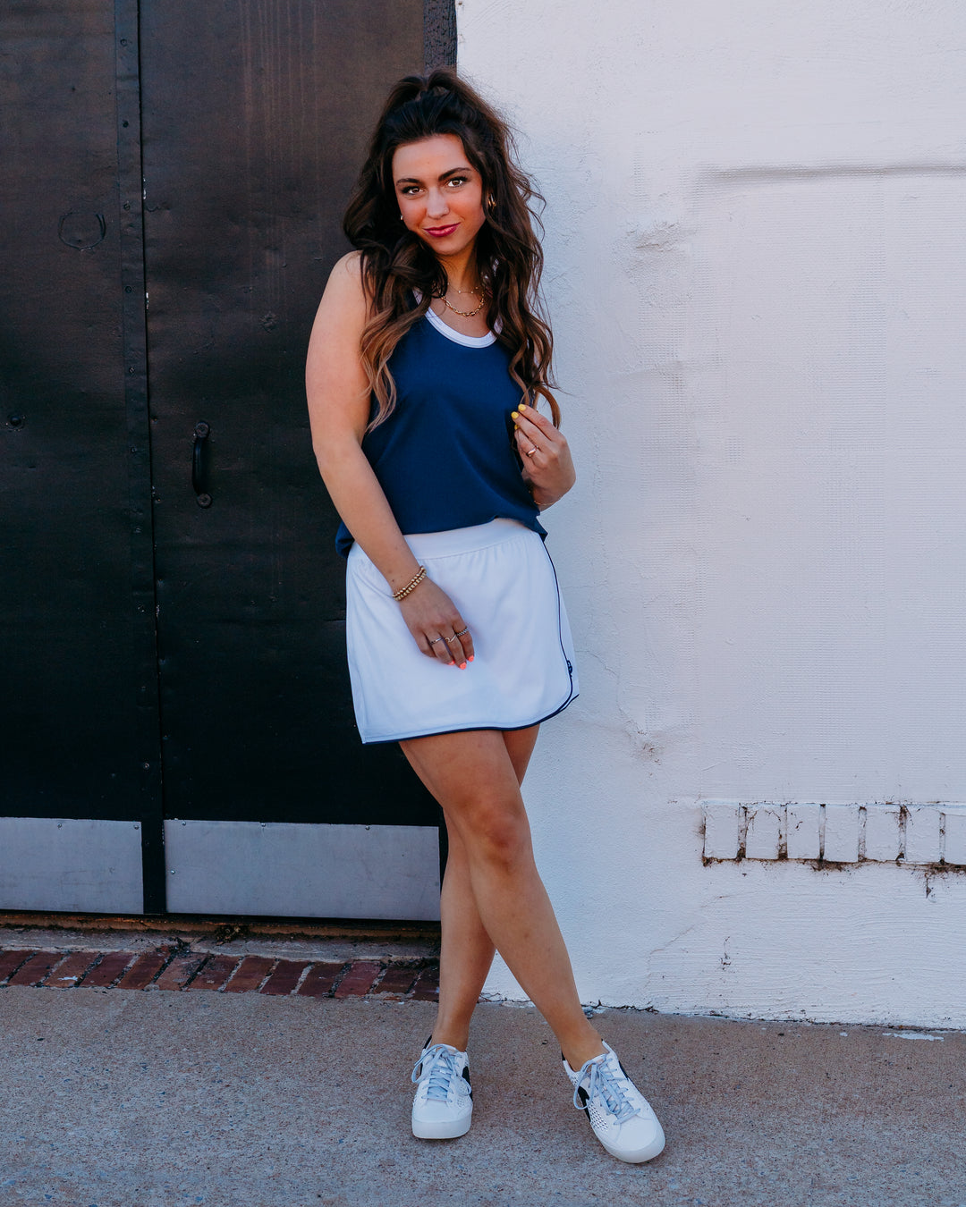 Varley: Tegan Performance Tank in Blue Nights (VAR03099) - The Vogue Boutique