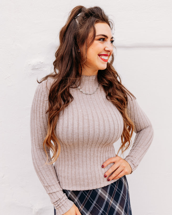 Z Supply: Hattie Long Sleeve Mock Neck Top in Heather Ash (ZT264852S)