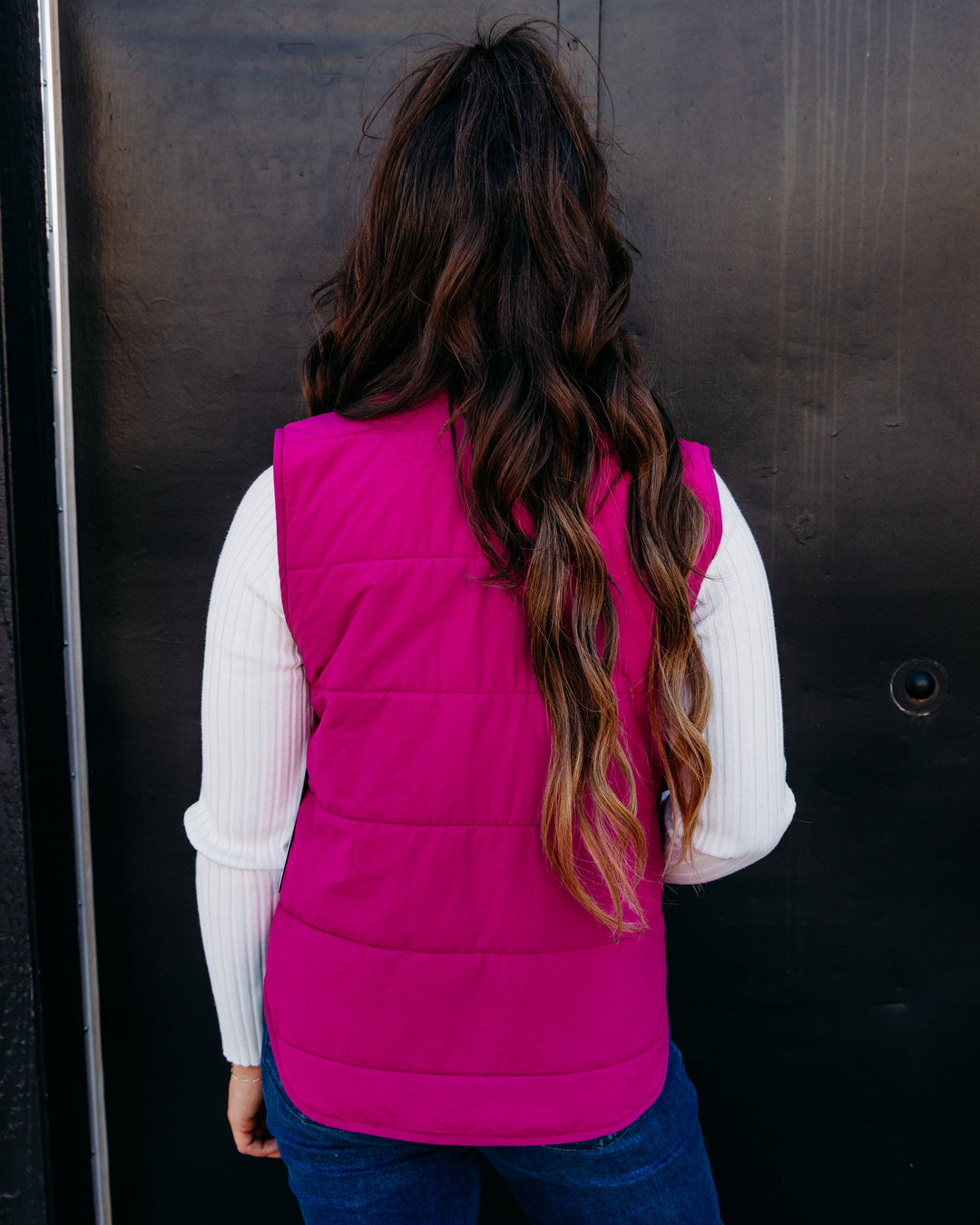 Tribal: Packable Puffer Vest in Mulberry