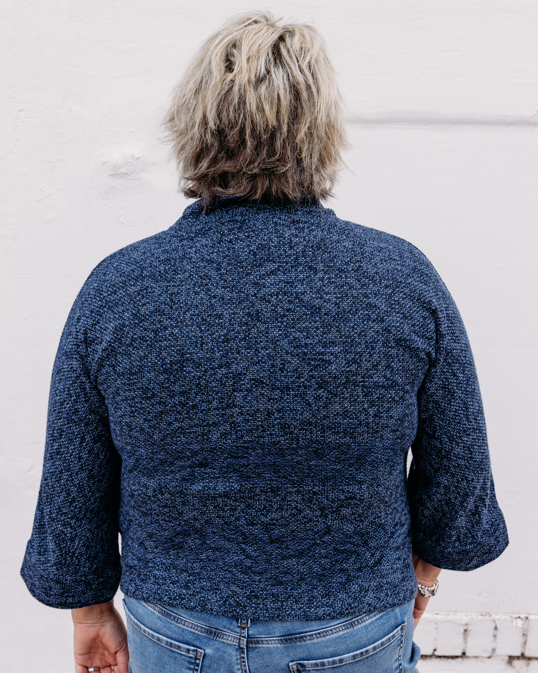 French Dressing Jeans: Boat Mockneck Knit Popover in Indigo (3798959)