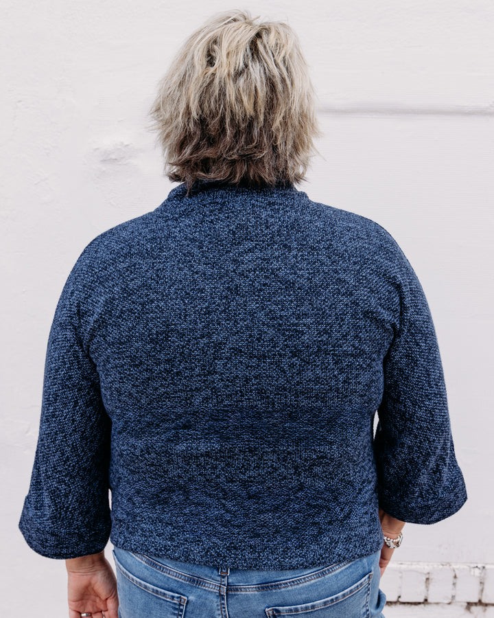 French Dressing Jeans: Boat Mockneck Knit Popover in Indigo (3798959)