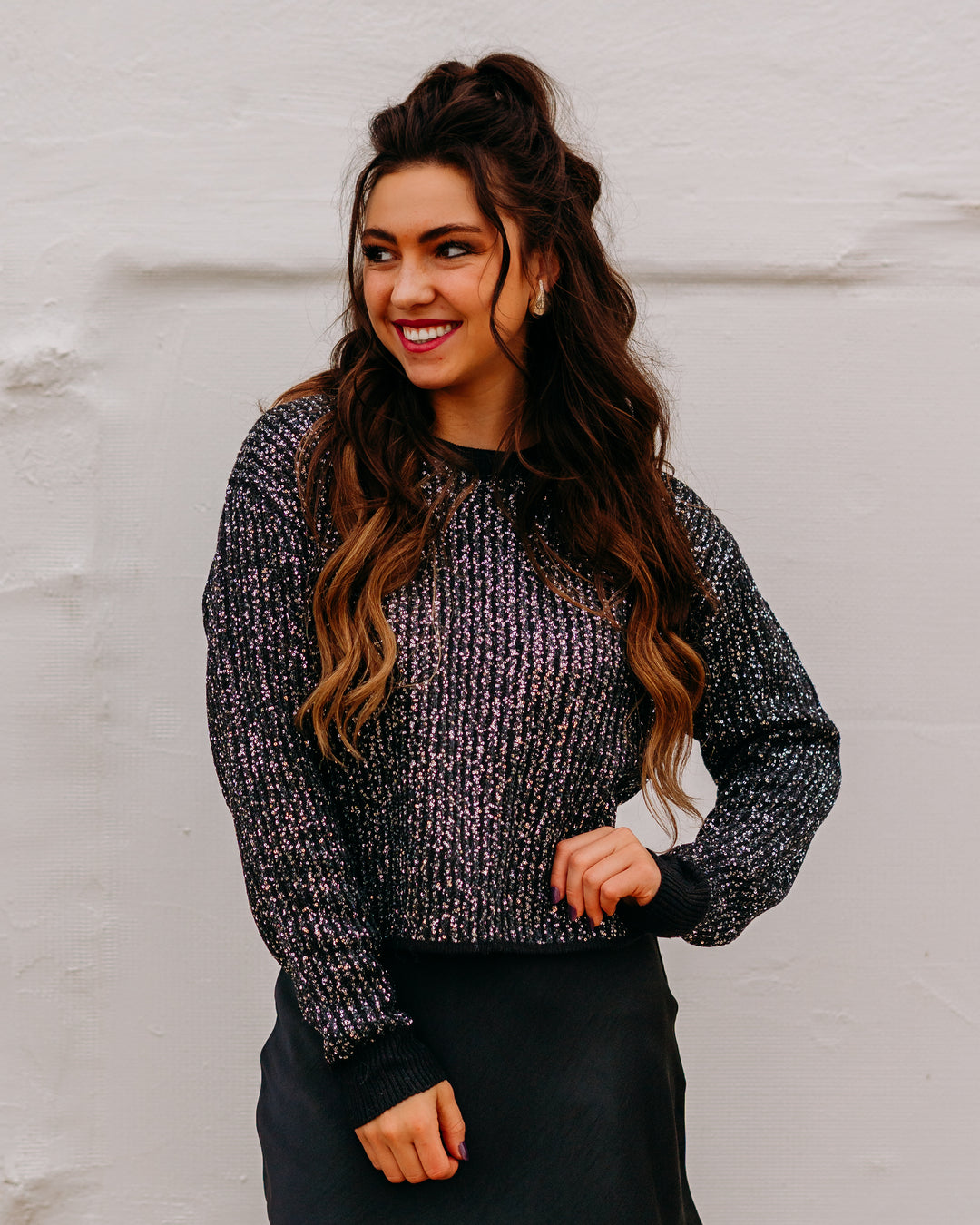 Z Supply: Gleam Sequin Sweater in Black - The Vogue Boutique