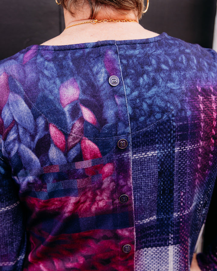 Multiples: Knit Long Sleeve Drop Shoulder Back Hi-Lo Top in Multi (M46510TM)