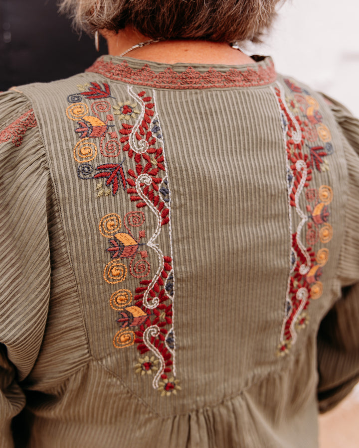 Johnny Was: Camila Blouse in Olivine
