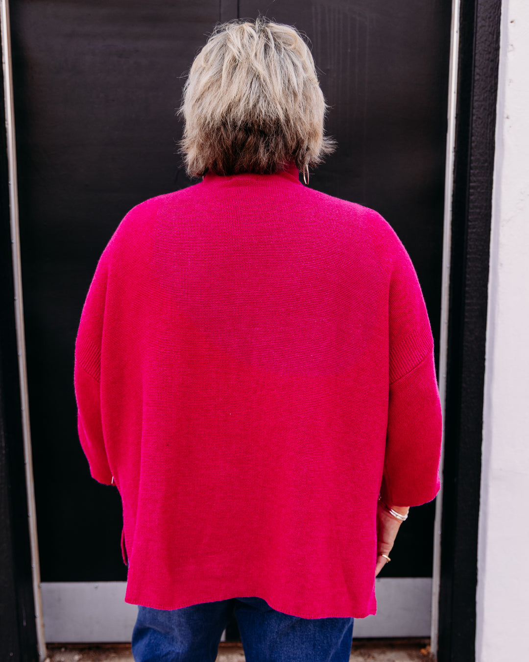 Multiples: Funnel Neck Sweater in Deep Fuchsia (M46110KM)