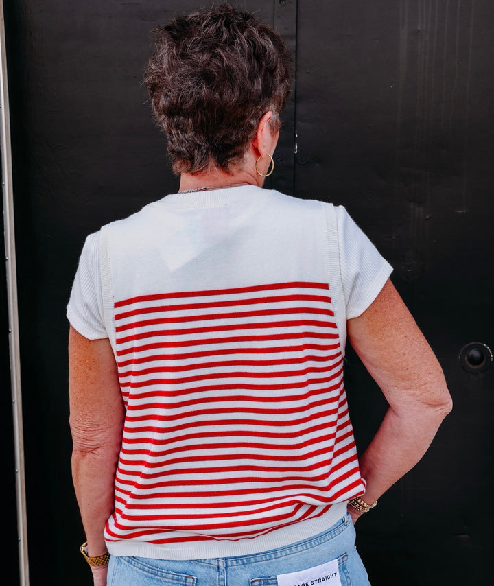 Queen Of Sparkles: Licensed Oklahoma Mascot Striped Knit Tank in Multi