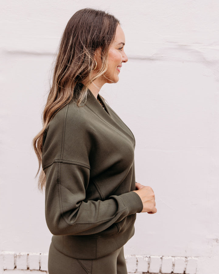 Spanx: Airessentials V-Neck Long Sleeve Top in Monstera (22669R)