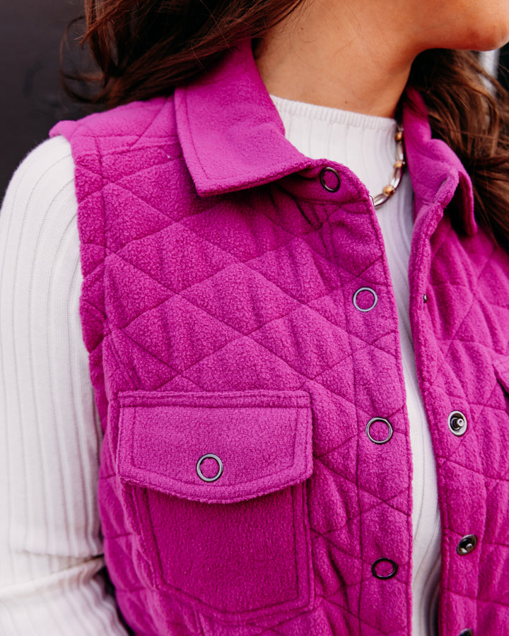 Multiples: Snap Front Quilted Vest in Deep Fuchsia (M46114VM)
