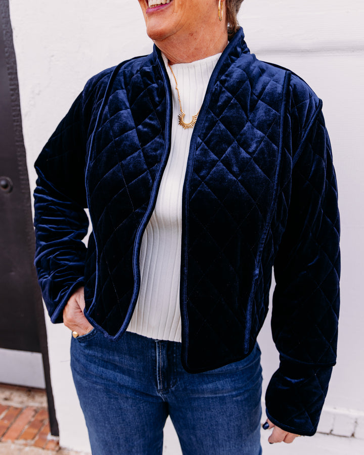French Dressing: Reversible Quilted Jacket in Blueberry (0034971)