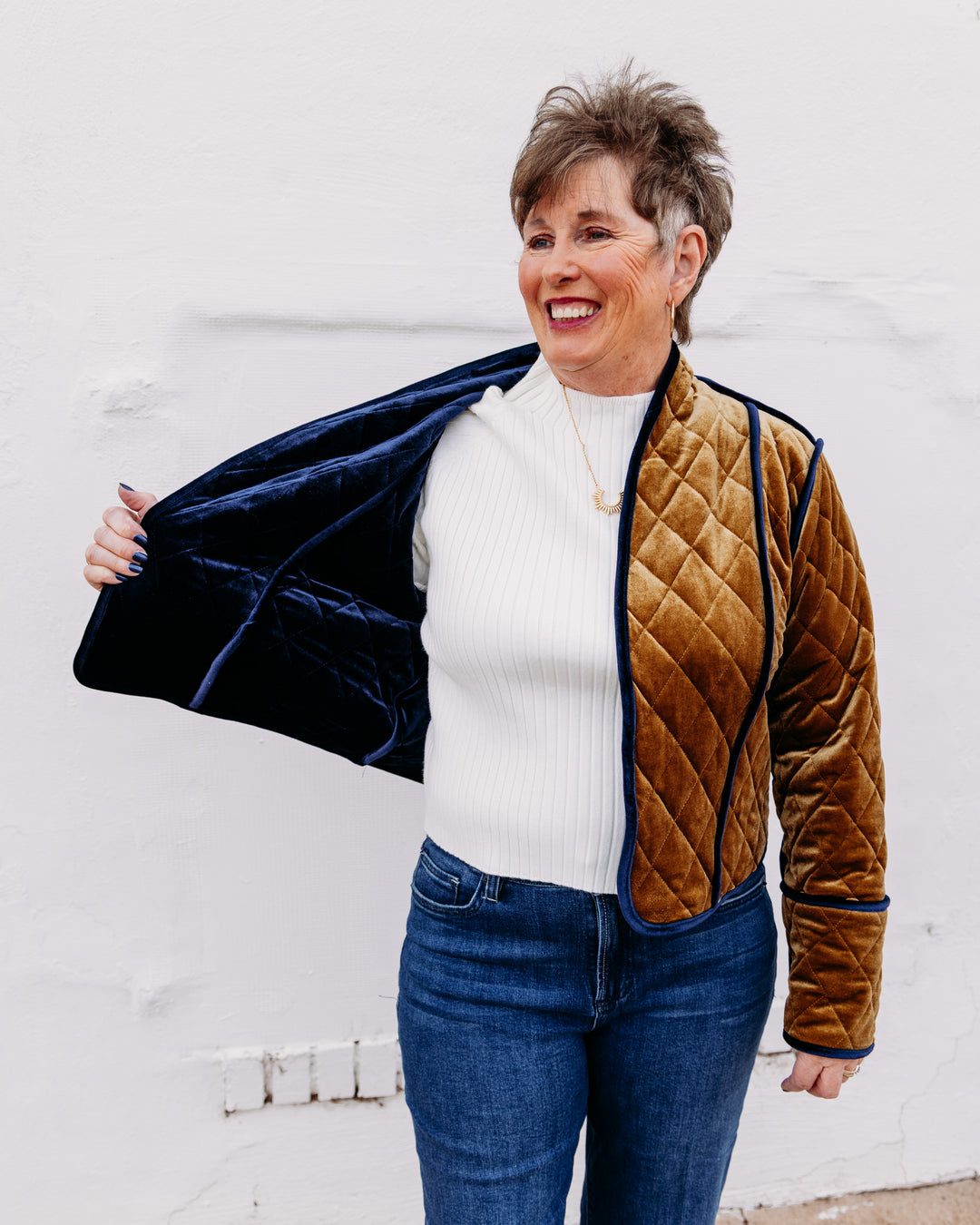 French Dressing: Reversible Quilted Jacket in Blueberry (0034971)