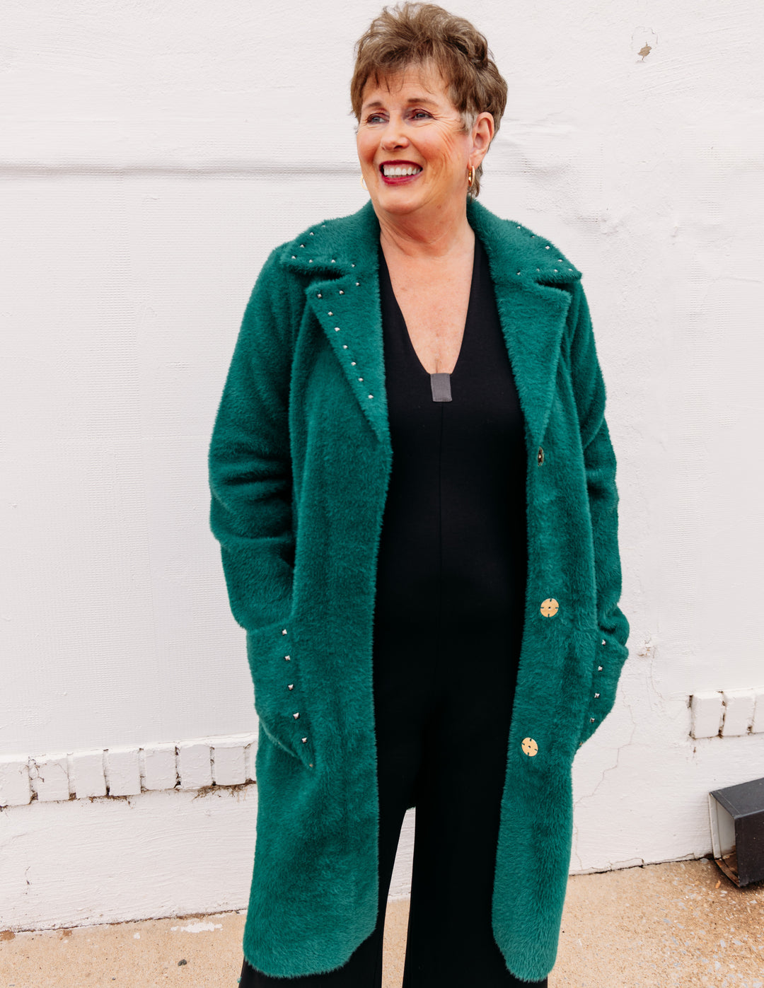 Joseph Ribkoff: Studded Sweater Coat in Ivy (264921)
