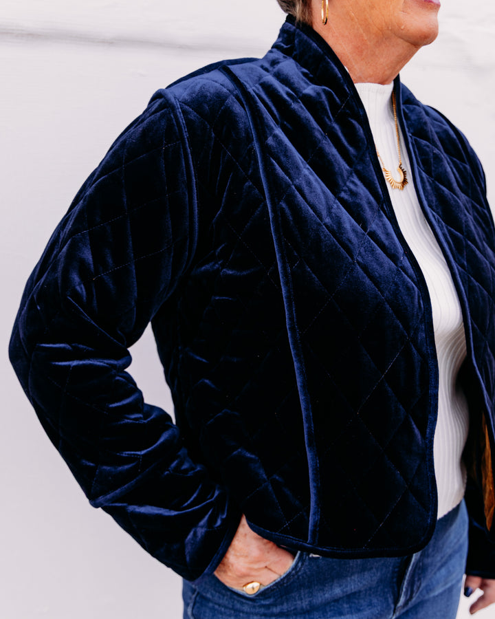 French Dressing: Reversible Quilted Jacket in Blueberry (0034971)