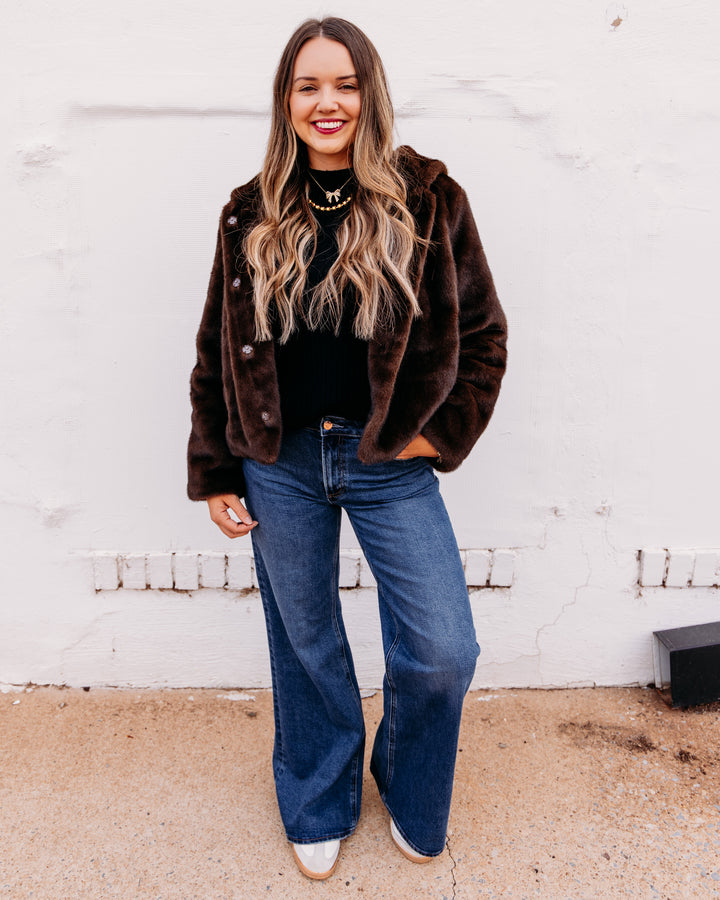 Kut: Saskia Faux Fur Jacket in Chocolate (KJ68501)