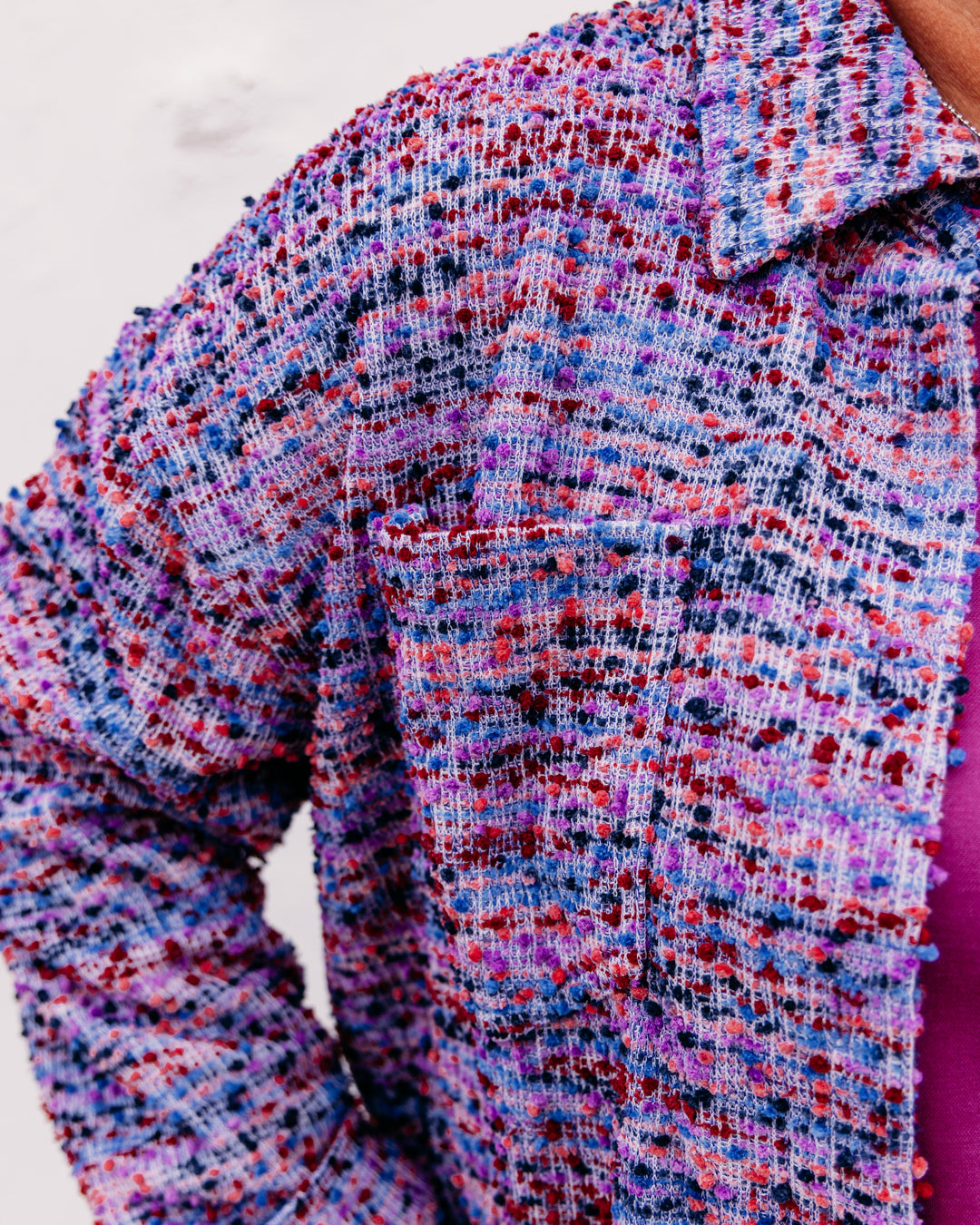 Multiples: Knit Cuffed Long  Shirt in Multi (M46512BM)