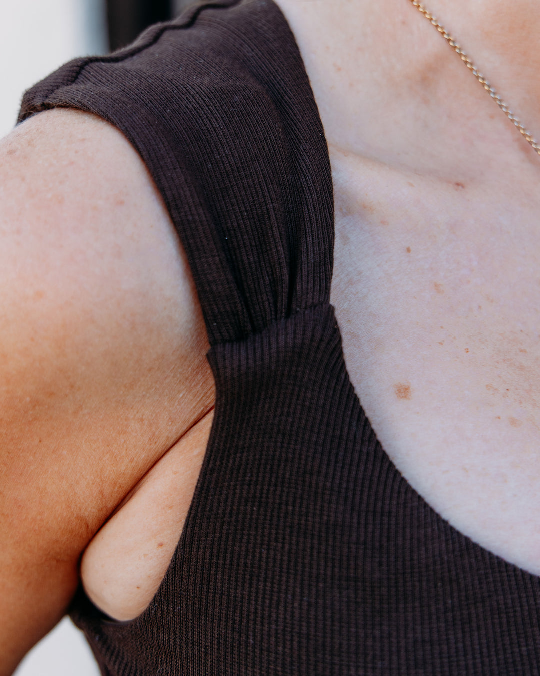 Liverpool: Sleeveless Built In Bra Knit Top in Dark Espresso (LM8J65K40)