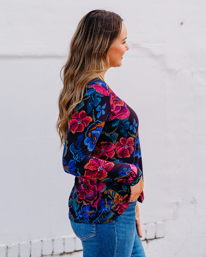 Johnny Was: The Janie Favorite Long Sleeve Swing Tee in Aphaia - The Vogue Boutique