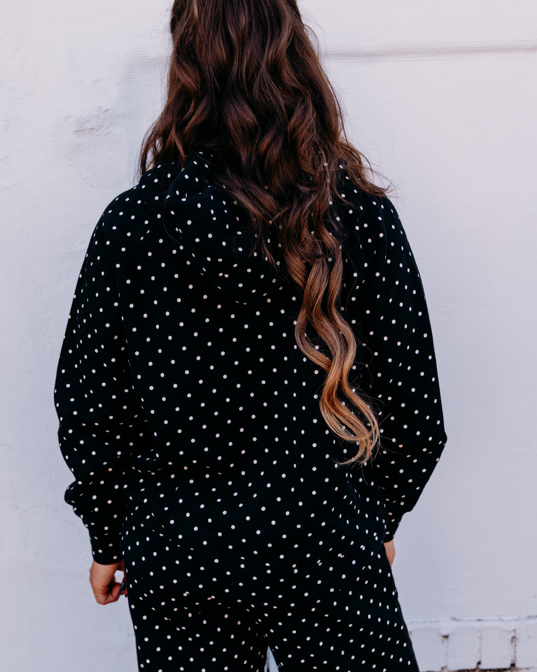 Poppy & Pine: Black Ivory Polka Dot Sweatsuit Set