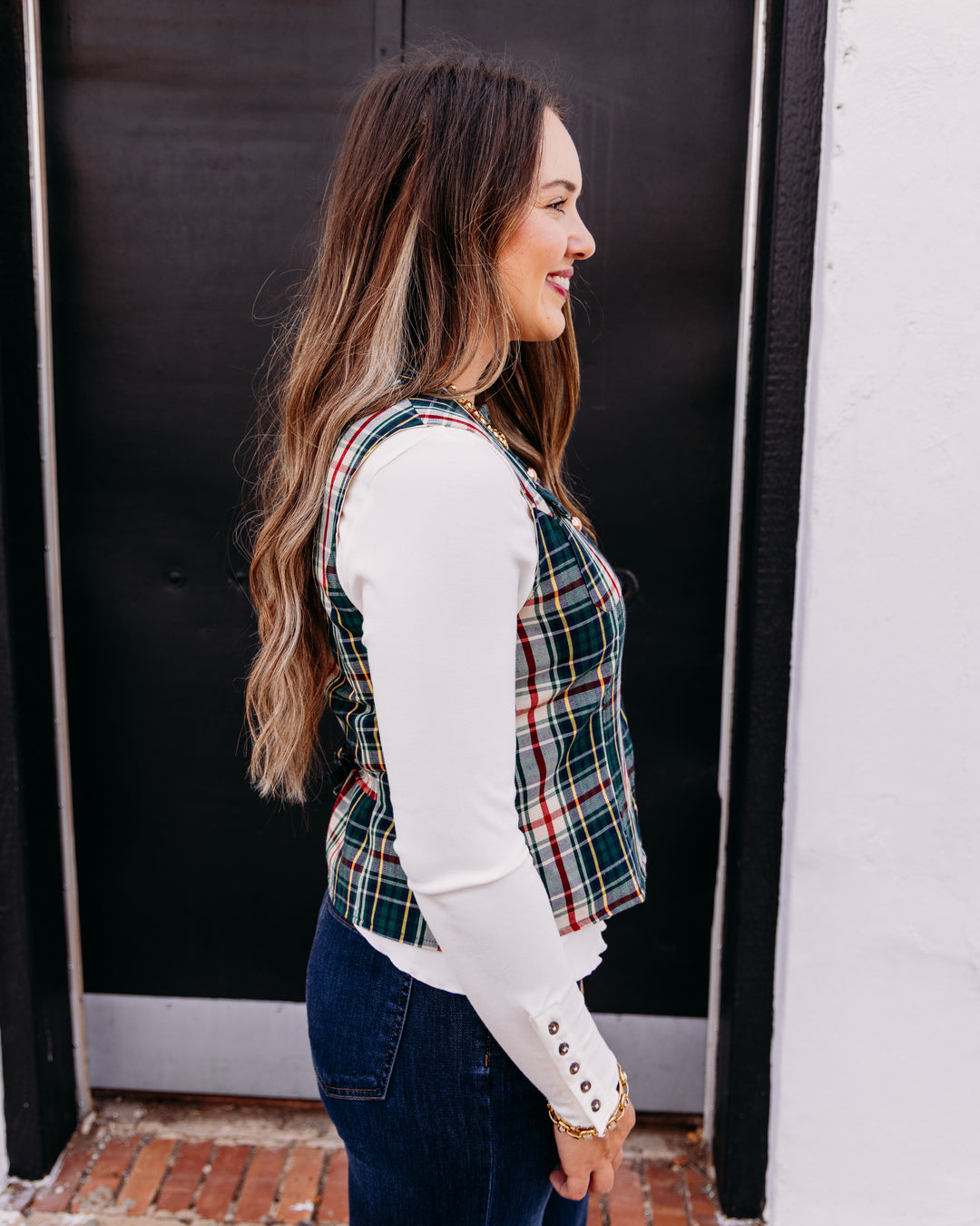 Ivy Jane: Tartan Plaid Vest in Hunter (130274)