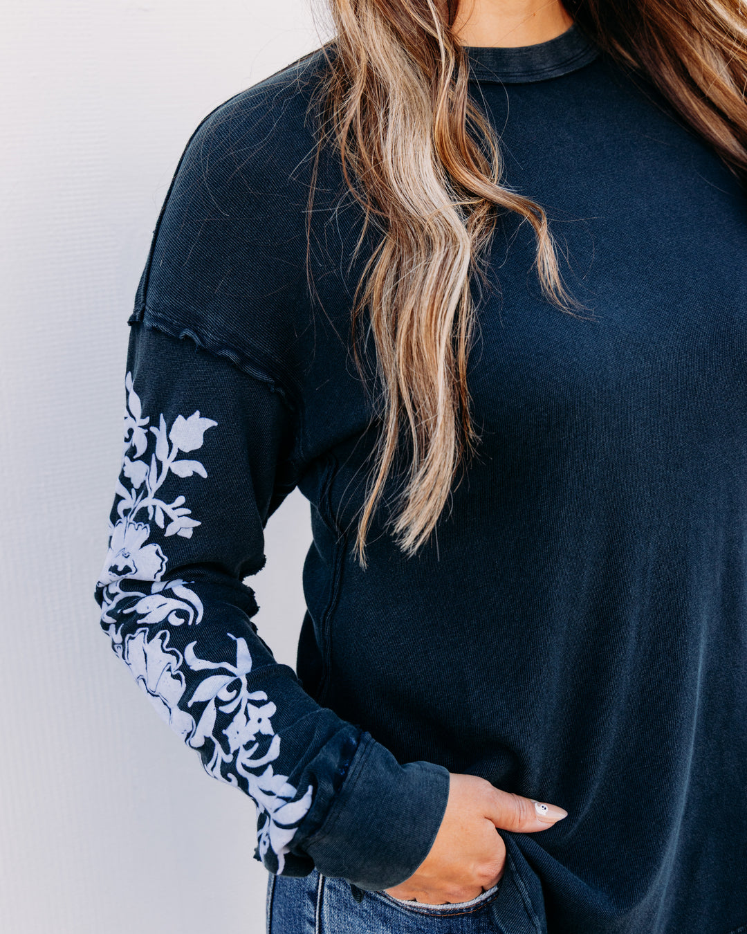 Free People: FLORA LONG SLEEVE in Black Combo (FP-OB2638776-0010)
