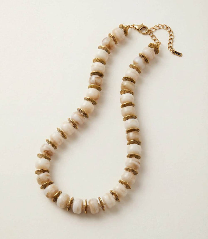 Farrah b: PALM ROYALE Beaded Necklace in White (NBD4)