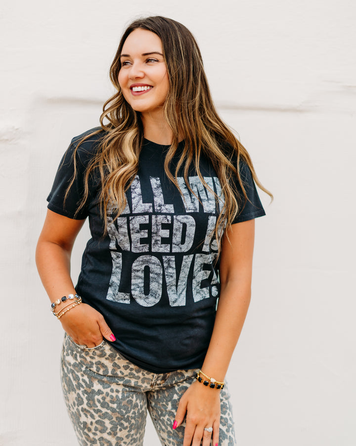 Elan: All We Need is Love Black Tee tep11493 - The Vogue Boutique