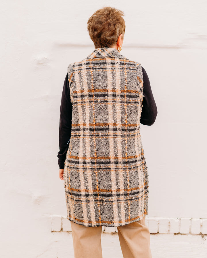 Tribal: Wide Notch Collar Vest in Sandstone - The Vogue Boutique