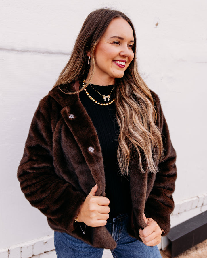 Kut: Saskia Faux Fur Jacket in Chocolate (KJ68501)