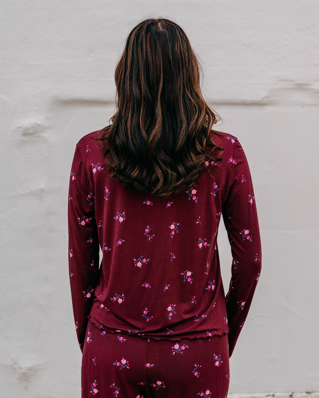 Z Supply: Bella Ditsy Long Sleeve Top in Merlot - The Vogue Boutique