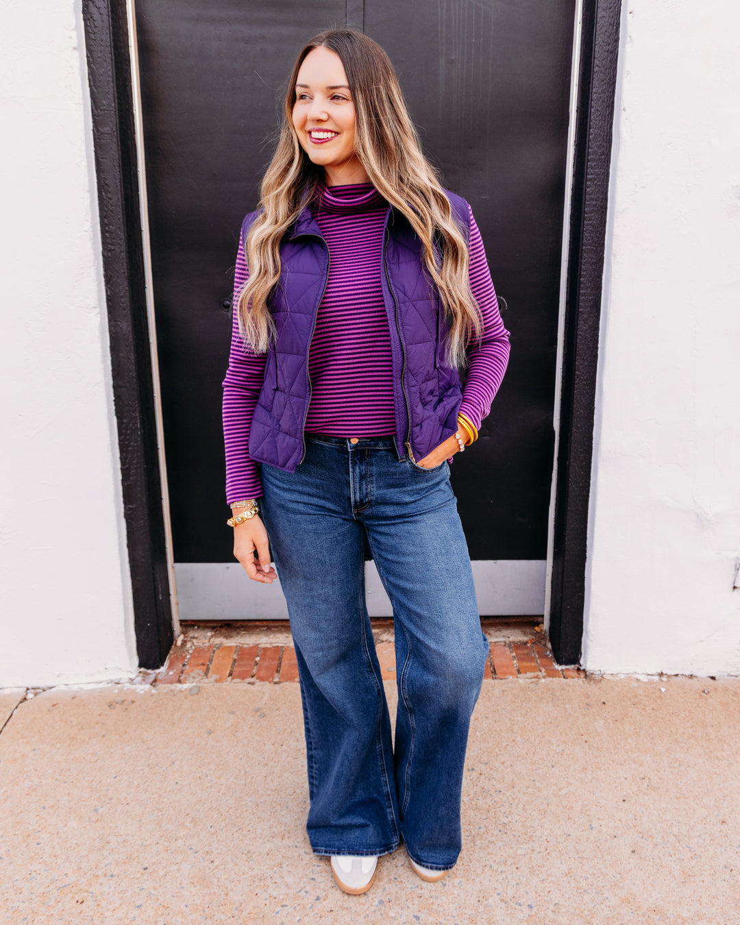 Multiples: Woven Drawstring  Vest in Eggplant (M46109VM)