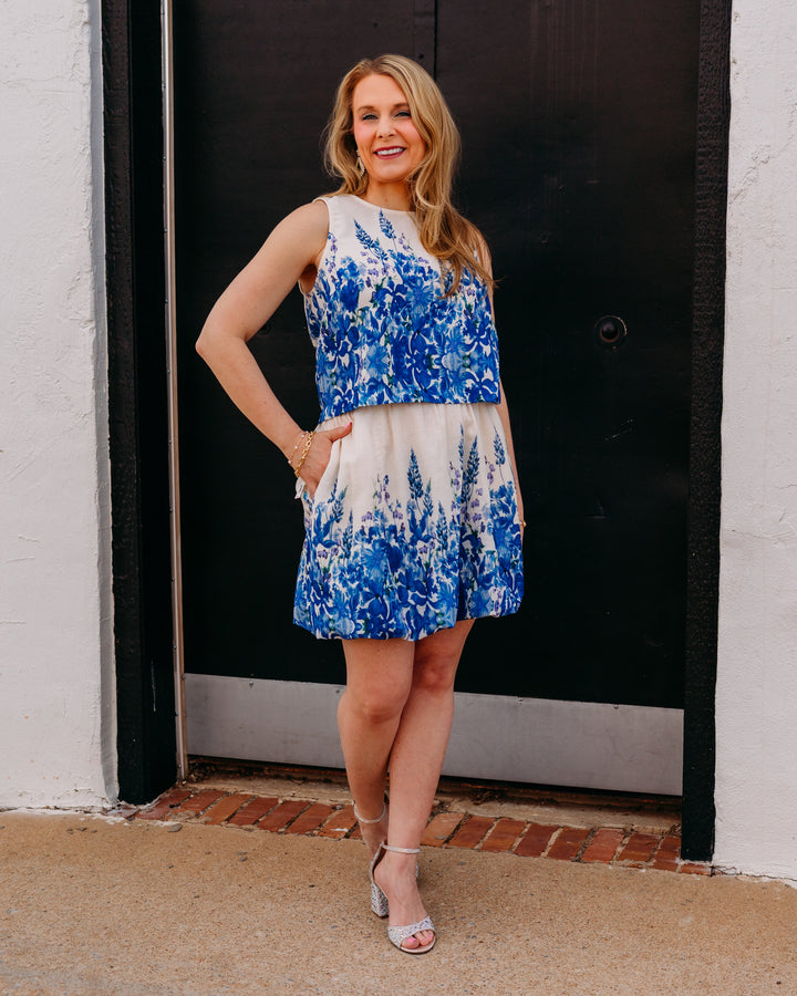 Joy Joy: Indigo Meadow Bubble Skirt (77C4951)