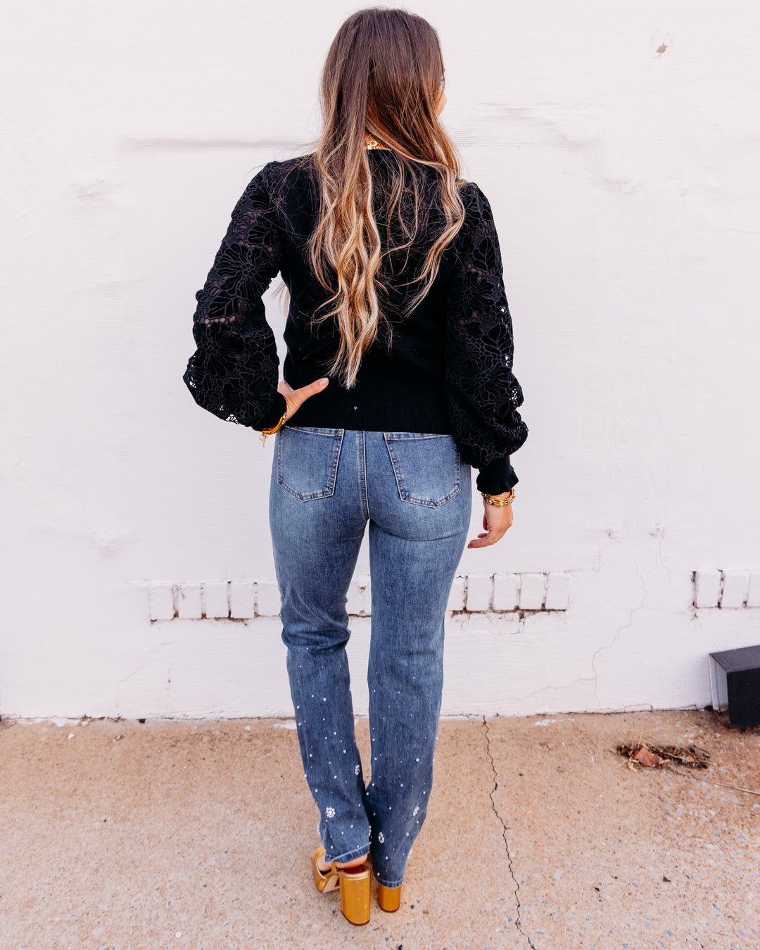 French Dressing: Sweater With Velvet Cut Out in Black (0015203)