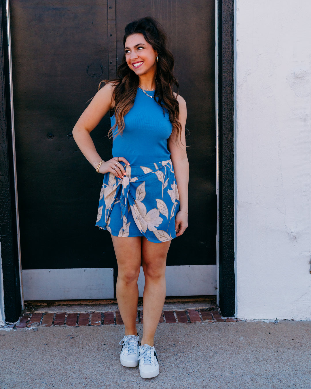 Z Supply: Lorna Bloom Floral Mini Skirt in Lake Blue (ZK262696)