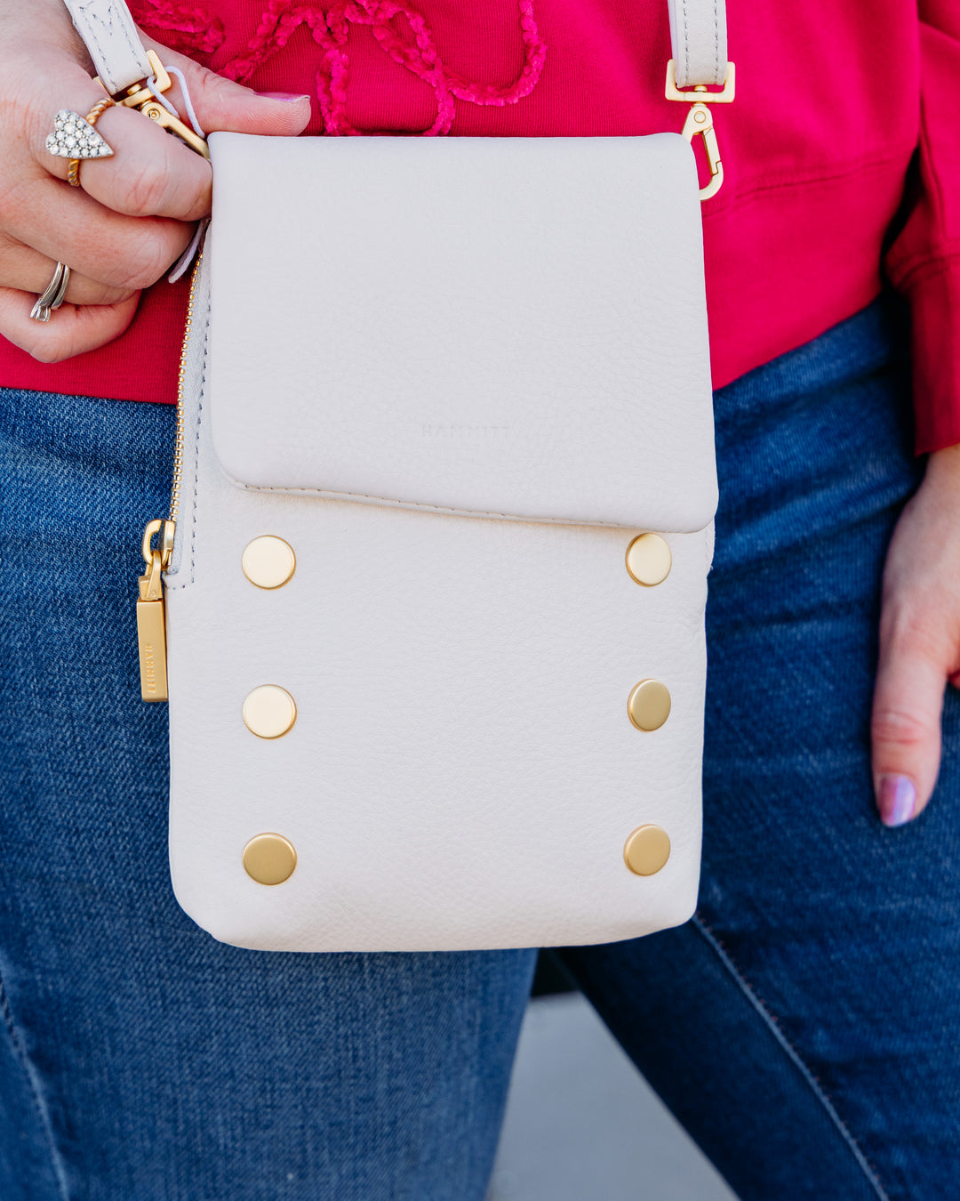 Hammitt: Vip Mobile in Calla Lily White Brushed Gold