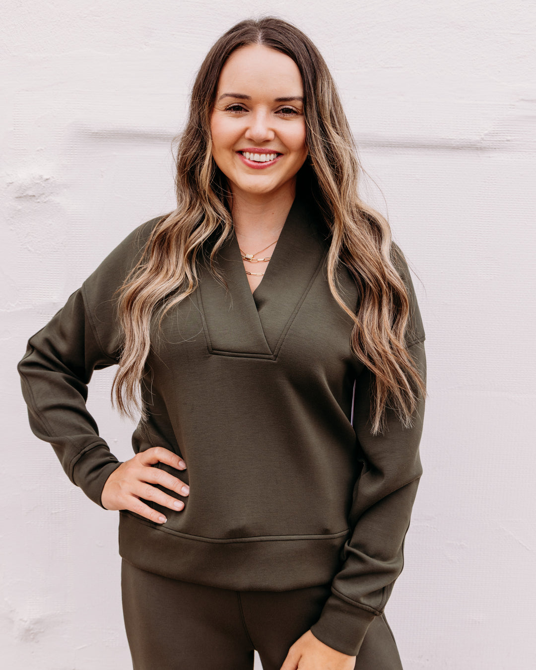Spanx: Airessentials V-Neck Long Sleeve Top in Monstera (22669R)