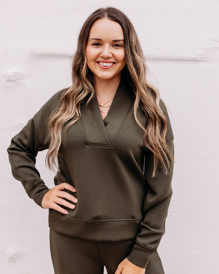 Spanx: Airessentials V-Neck Long Sleeve Top in Monstera (22669R)