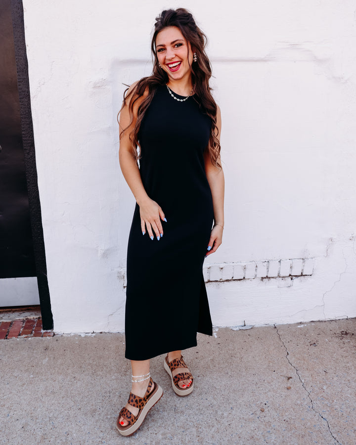 SPANX AIRESSENTIALS® FRENCH RIB MAXI TANK DRESS IN VERY BLACK (22244R)