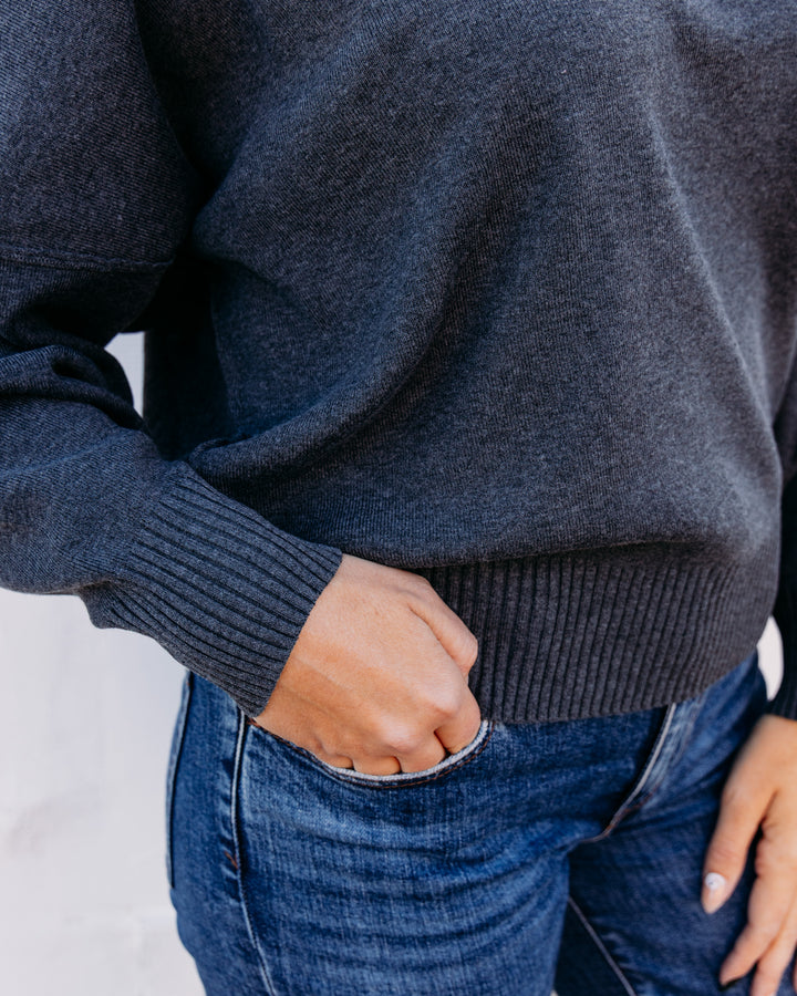 Free People: ALMA PULLOVER in Charcoal Heather (OB2578200)