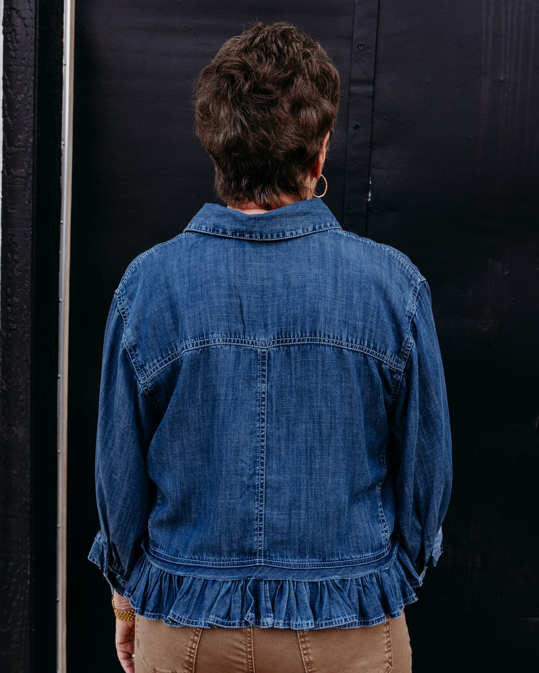 Ivy Jane: Denim Jacket w/ Ruffles Peplum in Indigo (121188)