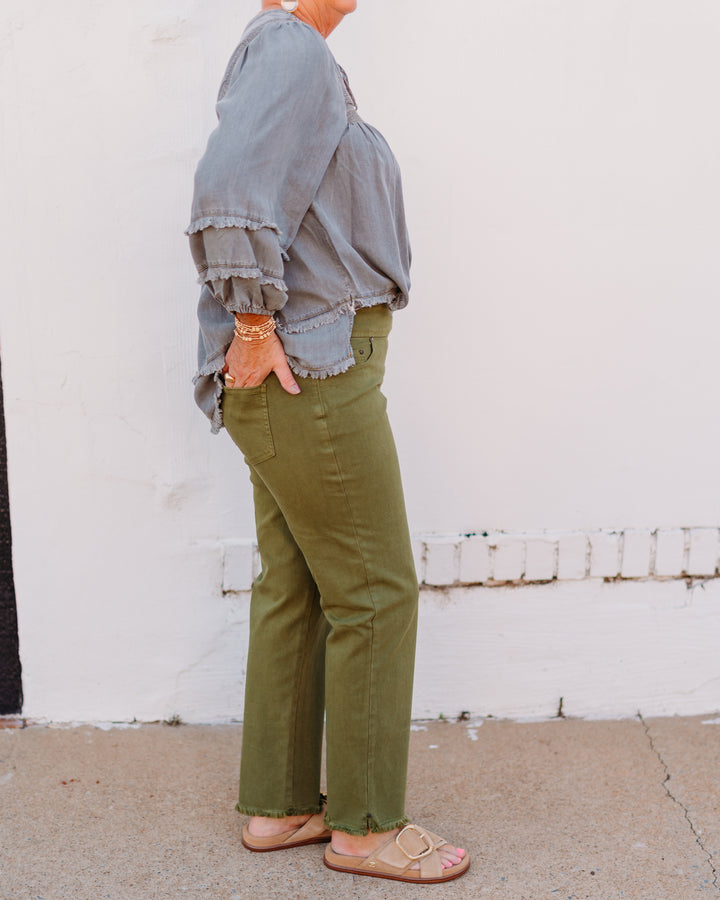 Multiples: Fringe Hem Ankle Pant (M35714PM) - The Vogue Boutique