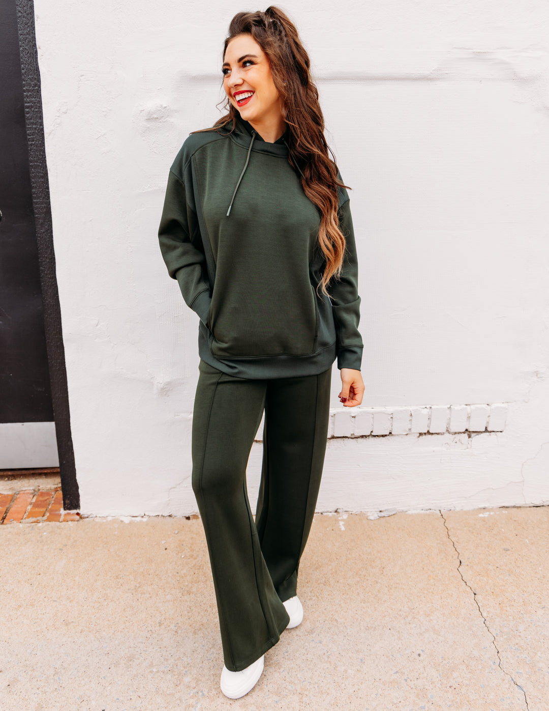 Tribal: Combo Fabric Hoodie With Pockets in Cedargreen (6296O-5032-3376)
