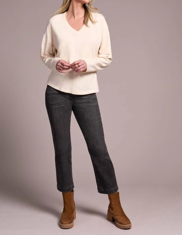 Tribal: Long Sleeve Dolman V-Neck Top in Antique White (6241O-5607)