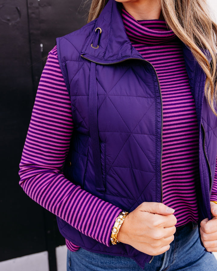 Multiples: Woven Drawstring  Vest in Eggplant (M46109VM)