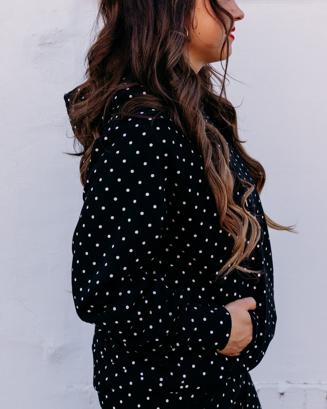 Poppy & Pine: Black Ivory Polka Dot Sweatsuit Set