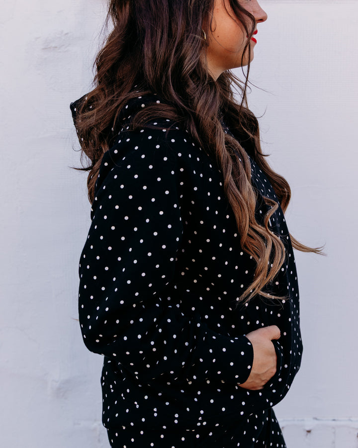 Poppy & Pine: Black Ivory Polka Dot Sweatsuit Set