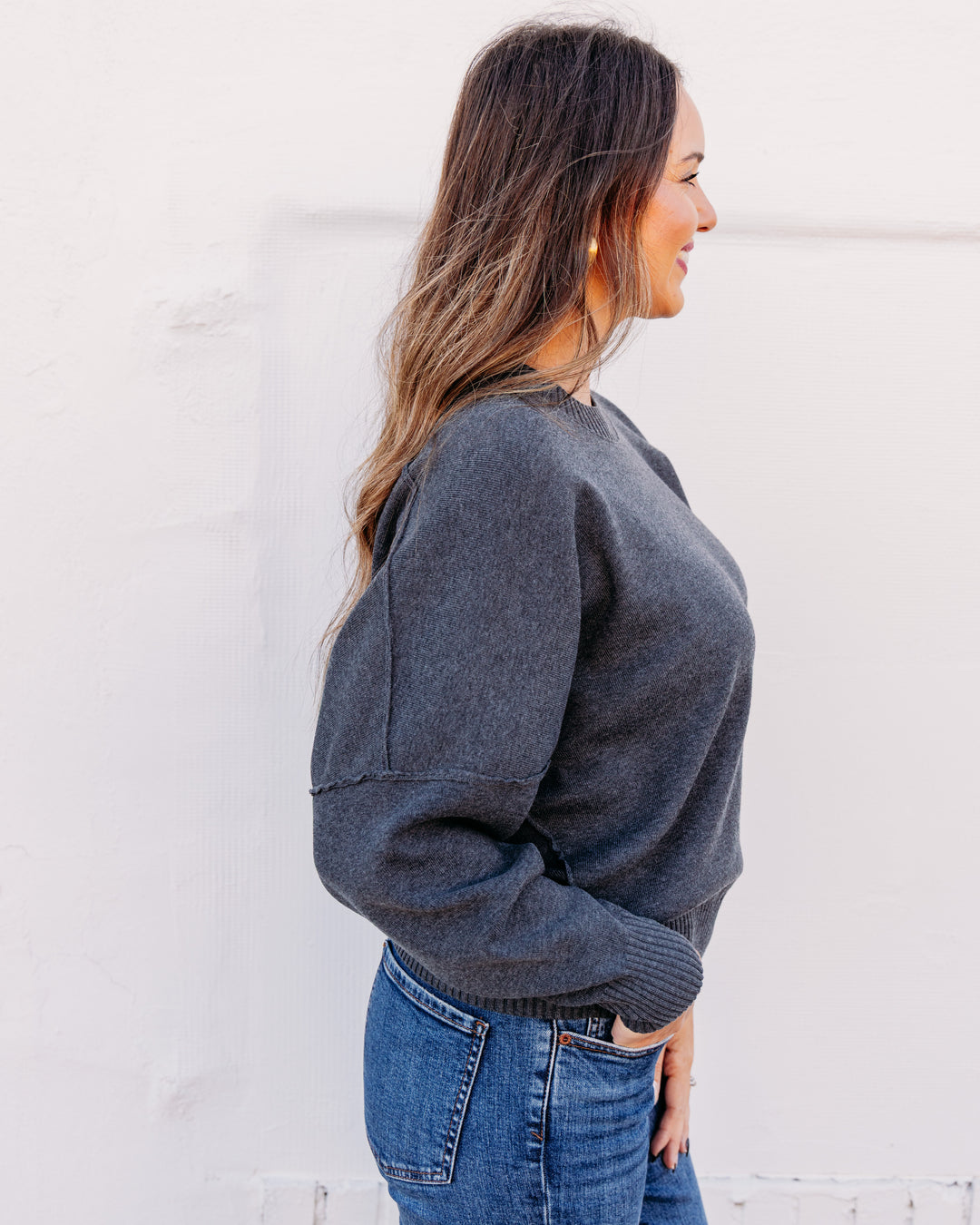 Free People: ALMA PULLOVER in Charcoal Heather (OB2578200)