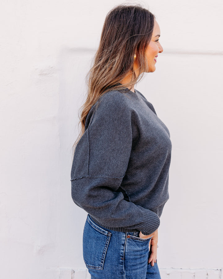 Free People: ALMA PULLOVER in Charcoal Heather (OB2578200)