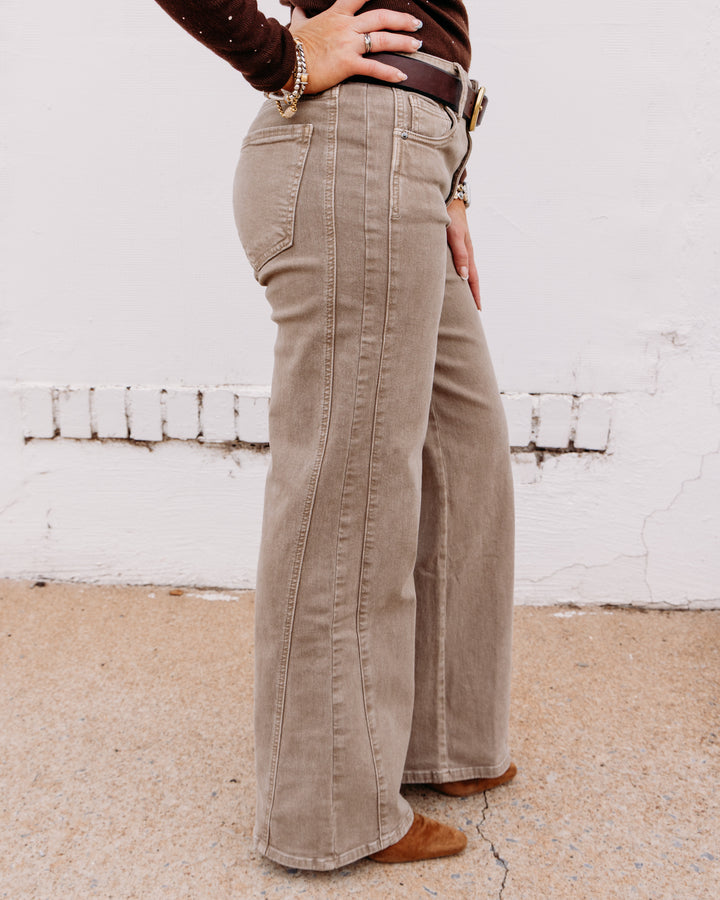 Kut: Meg High Rise Wide Leg Side Panel in Milk Tea (KG2573MA1L)