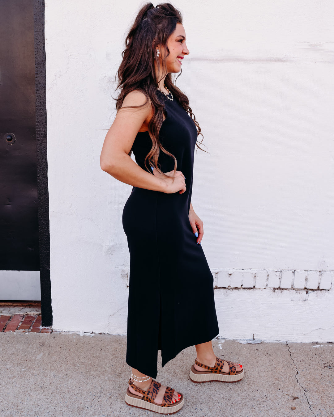 SPANX AIRESSENTIALS® FRENCH RIB MAXI TANK DRESS IN VERY BLACK (22244R)
